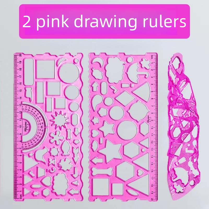 Multi-Shaped Geometric Drawing Rulers (2-Piece Set)